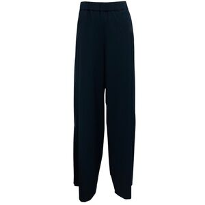 TWP NAVY BLUE RELAXED FIT ELASTIC WAIST WIDE LEG WOOL STRETCH PANTS